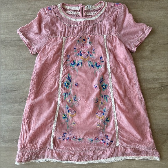 Umgee Pink Short Sleeve Embroidered Mini Dress Size S Spring Floral - Picture 1 of 10